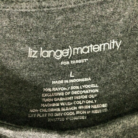 Liz Lange Maternity Tee Shirt Large Tank Top Gray Rhinestones Stretch Tunic - Picture 5 of 6